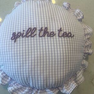 SPILL THE TEA GINGHAM RUFFLE PILLOW!